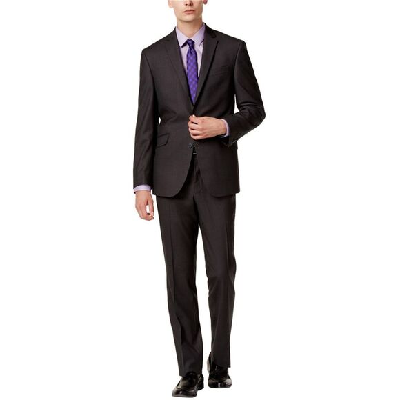 Kenneth Cole Mens Slim fit plaid Two Button Formal Suit,...